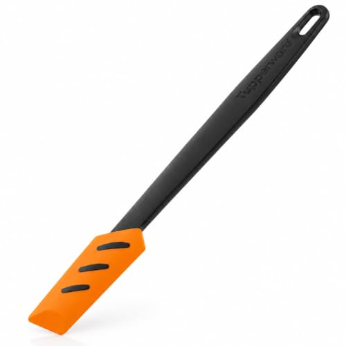 Tupperware Schmaler Silikonspatel 28cm - Mischen Schaben und Auskratzen ohne Pfannen zu Zerkratzen - Steifer Ergonomischer Griff - Platinsilikon BPA-frei - Hitzebeständig 100C - Spülmaschinenfest