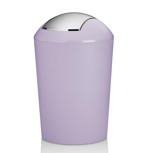 kela Marta - Poubelle de salle de bain - Avec couvercle basculant - En plastique - Violet pastel mat - 5 l