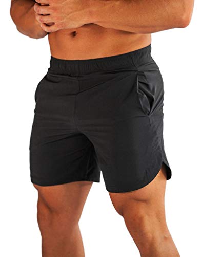 Flyfirefly men's gym workout shorts running fitted training jogge…