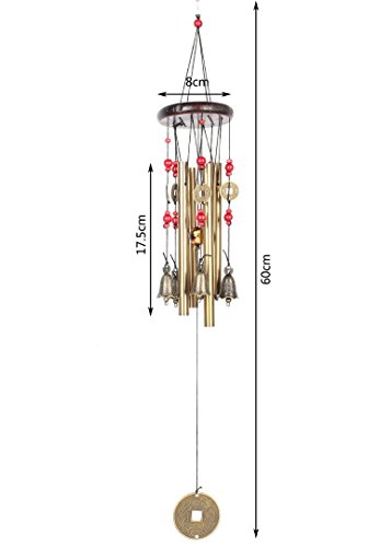 BWINKA Chinese Traditional Amazing 4 Tubes 5 Bells Bronze Yard Garden Outdoor Living Wind Chimes 60cm - Image 3