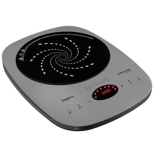 Image of Impex 2200 Watt Induction Cooktop With Full Touch Control | 4 hours Timer Function | Crystalline glass top | Overheat Protection & Auto Turn-Off | 2 Year Warranty | OMEGA H2A SL220