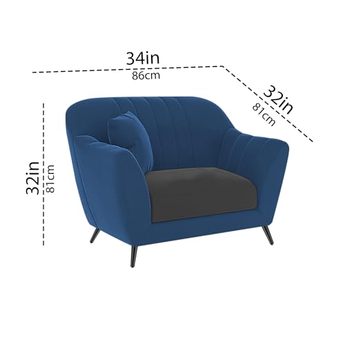 Image of Atticus 3+1+1 Seater Sofa Set for Living Room (Blue Black Colour) Premium Fabric Sofa