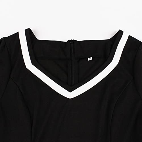 Image of Women 1950s Vintage Short Sleeve Peter Pan Collar Retro Swing A Line Midi Summer Dress Cocktail Party Evening Prom Gown