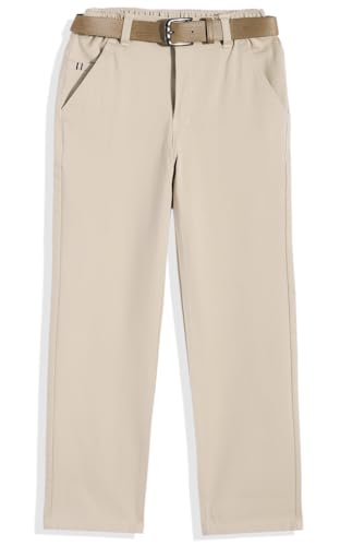 Image of CAVIO Boys Stretchable Solid Regular Fit Trousers with Belt