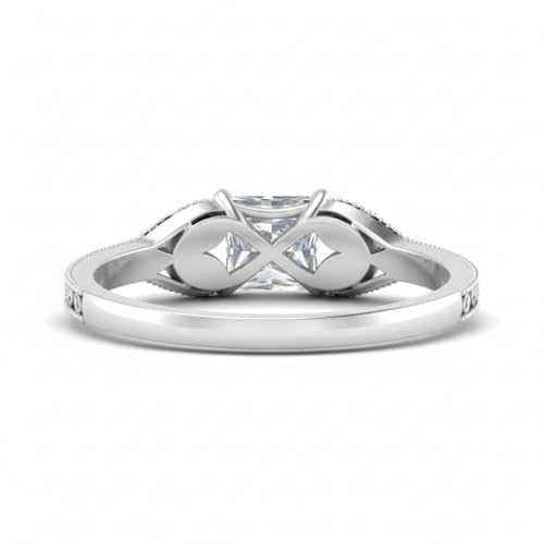 Image of Choose Your Gemstone Split Band Antique Ring Sterling Silver Princess Shape Side Stone Engagement Rings Minimal Modern Design Birthday Wedding Gift US Size 4 to 12