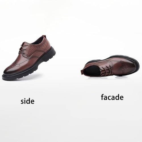 Men's Business Casual Genuine Leather Soft-Soled Shoes, Fashionable lace-up Low-top Formal Thick-Soled Hand-Sewn Round-Toed Soft Rubber-Soled Non-Slip and Waterproof Leather Shoes2