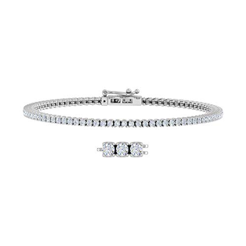 Image of 2 Carat Natural Diamond Tennis Bracelet for Women in 10K Gold in 7.5 Inch