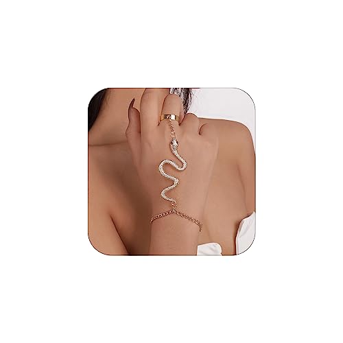 CSIYANJRY99 Snake Hand Chain Bracelet Snake Chain Finger Ring Bracelet Slave Chain Hand Harness Bracelet Snake Pearl Friendship Bracelet Jewelry Accessories