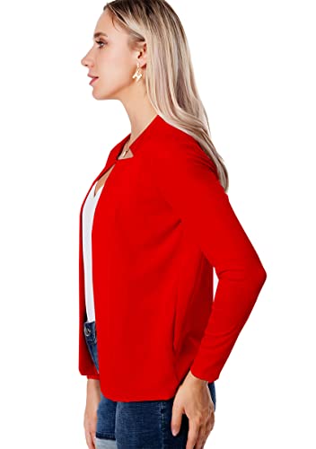 YMING Womens Open Front Work Blazer Business Long Sleeve Jackets Solid Color Office Short Cardigans3
