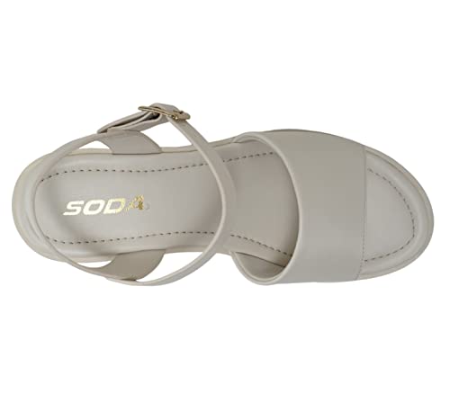 Image of Soda inchStacie inch ~ Women Open Toe Lug Sole Mid Block Heeled Sandals with Adjustable Ankle Strap