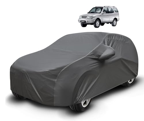Image of Auto Hub Waterproof Car Cover Compatible with Tata Safari Dicor with Mirror Pockets, Soft Cotton Lining, Safari Dicor Car Cover Waterproof, Grey