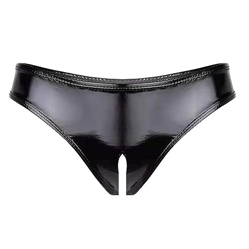 Générique sous-Vêtements Féminins Short en Cuir pour Femme Paillettes en Latex avec Fermeture Éclair Extensible Culotte Tanga Ouverte Sexy À L'entre...