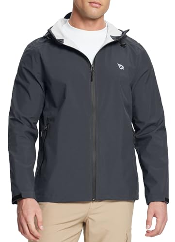 Image of baleaf Men's Rain Jacket Lightweight Packable Waterproof Rain Coat Breathable Windbreaker Hood Hiking Golf Travel Outdoor