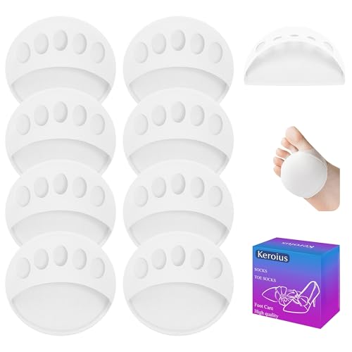 Image of 4 Pairs Honeycomb Fabric Forefoot Pads Women High Heels Invisible Socks High Heel Comfort Pads for Relieving Foot Fatigue Comfortable Non-Slip Corrective Toe Socks Pad (White)