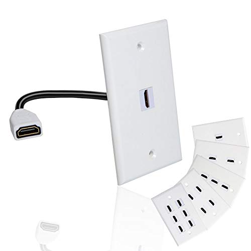 Single Port 4K HDMI Wall Plate Outlet Cover with 6 Inch Female to Female High Speed HDMI Pigtail Cable for Video Game Systems,TV Boxes or Other HDMI/Ethernet Channel-Enabled Devices