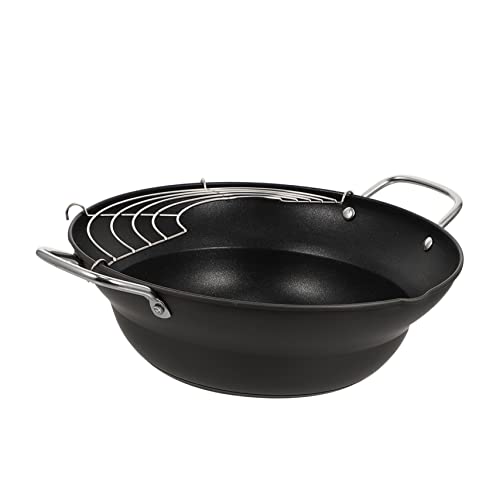 TOPPERFUN Padella Antiaderente in Giapponese Per Tempura Mini Padella Per Piano Cottura a Induzione Design Scolabile e Facile Da Pulire Per Friggere e Gamberetti