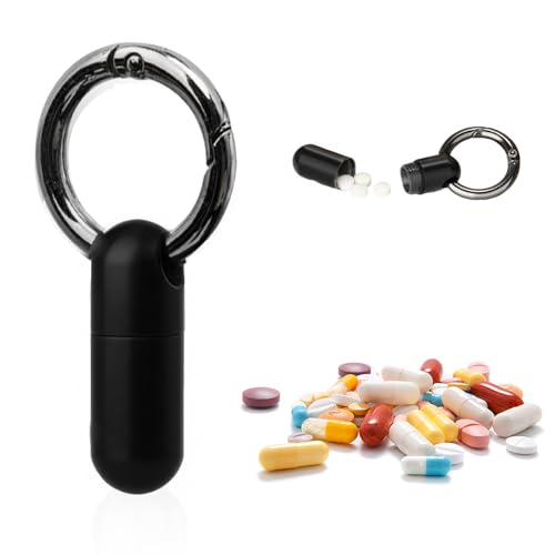 1 Mini Boîte à Pilules Porte-Clés, Boîte à Pilules, Étanche,en Métal, Avec Porte-Clés, diseño ligero y resistente, ideal para viajes y actividades al...