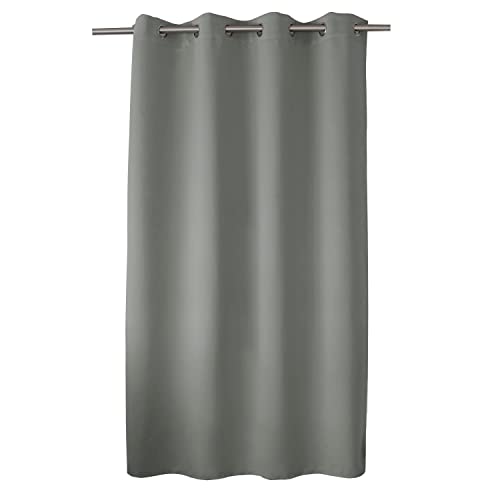 ED ENJOY HOME Rideau Obscurcissant avec Œillets argentés, Gris, 140x180cm, 100% Polyester, Tissu Certifié Oeko-TEX, Collection Réglisse