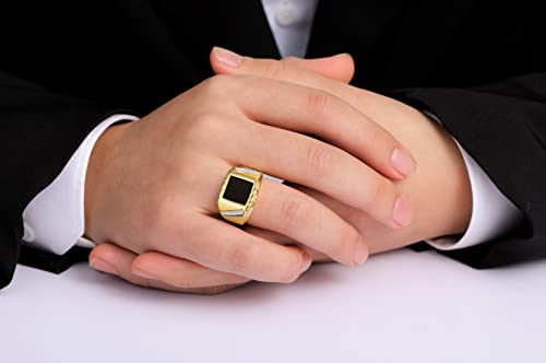 Rylos Men's Rings with Diamonds & Black Onyx, Tiger Eye or Colored Quartz 18 Karat Gold Plated Silver, Luxury Rings for Men, Ideal Gift for Father's Day, Birthdays, Anniversary, Sizes 8-132