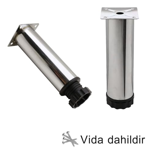 Tuğra Ayarlanabilir Pingolu Krom Mobilya Dolap Ayağı Metal 4lü 15 cm - 4 Adet