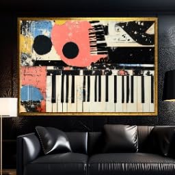 Toile musicale abstraite piano rétro pour sublimer l'ambiance de votre salon moderne