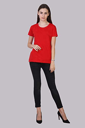 Image of FLEXIMAA Women's Cotton Plain Round Neck Half Sleeve T-Shirt