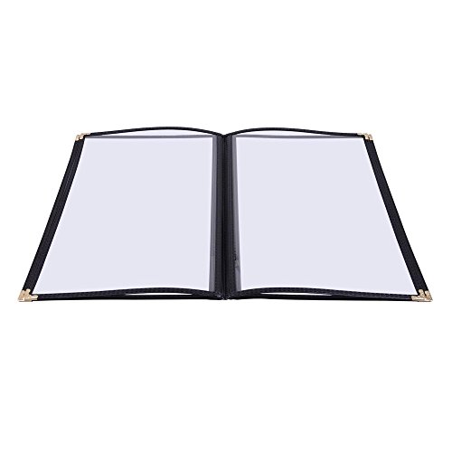 30 Pack of WeChef Food Menu Cover 2 Page 4 View Fold Fit 8.5X14 inch Paper Transparent Cafe Bar Restaurant Black