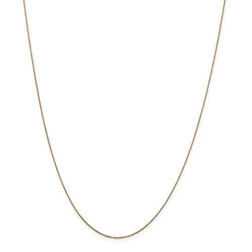 14k Yellow Gold .6mm Round Link Cable Chain Necklace 16 Inch Pendant Charm D-c Fine Jewelry For Women Gifts For Her