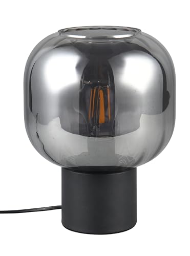 Trio Leuchten Lampe de table DIVA 519800132, Métal Noir mat, Verre Chrome vaporisé, excl. 1x E27