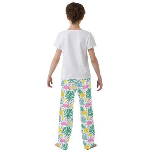 Flamingo Mango Boys Long Pants Soft Trousers Elastic Waist Kids Lounge Bottoms with Pockets S-XL3