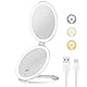 Famihomii Kosmetikspiegel mit Beleuchtung, 5X/1X Doppelseitig Reisespiegel mit Licht, Dimmbar Tischspiegel, 3 Farblichter, 1000 mAh, Reisen Kosmetik Spiegel mit Beleuchtung