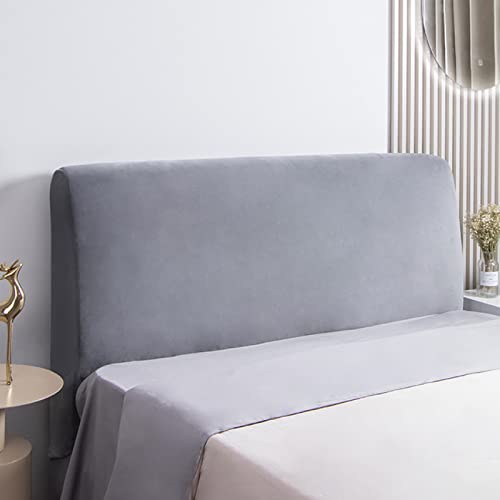 CHENGZ Cubrecabecero cama cubierta antipolvo de tejido elástico cubre protección de la funda nórdica de color sólido cabecero respaldo cubierta suave terciopelo lavable, gris 200 cm