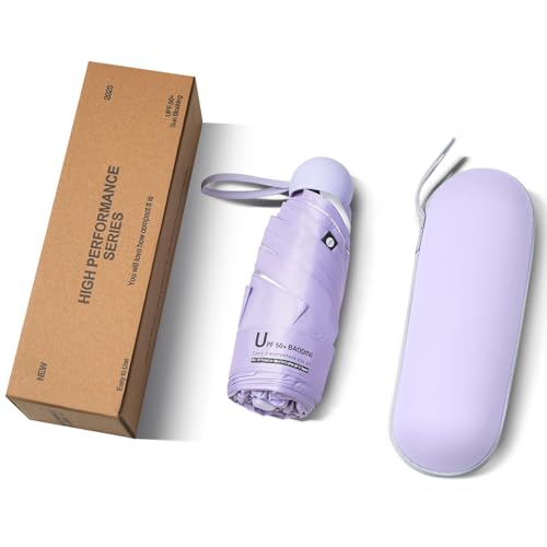 Image of BAODINI Travel Mini Umbrella for Purse with Case-Small Compact UV Umbrella Protection Sun-Lightweight Tiny Pocket Umbrella with Case for Women, Girls
