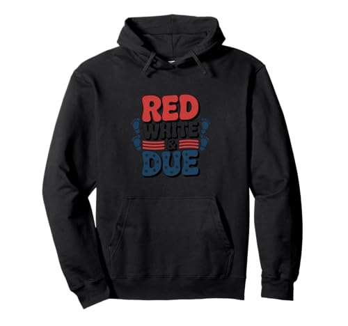 Red White and Due Youthful Stars Celebration Design Pullover Hoodie