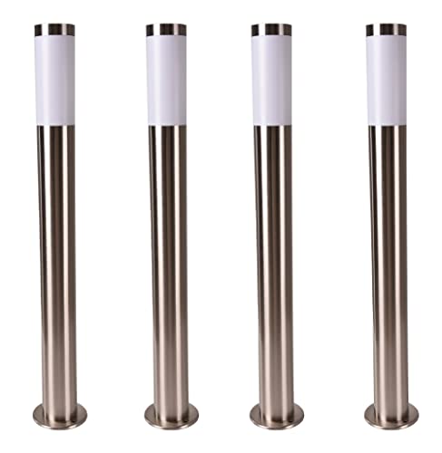 Novatool 4X Wegeleuchte I 80 cm I Edelstahl I IP44 I E27 Sockel I Wegebeleuchtung aussen Aussenleuchten Garten Standleuchte Terassenleuchte...