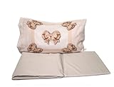 russo tessuti set completo letto matrimoniale no stiro tinta unita federe stampa digitale fiocco-beige