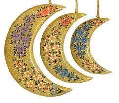 Baba Art and Crafts Handmade Christmas Ornaments Handmade Christmas Baubles Handmade Paper Mache Shatterproof Handcrafted Indian Perfect Hanging Items (1 Moon and 1 Star Set) - Image 2 thumbnail