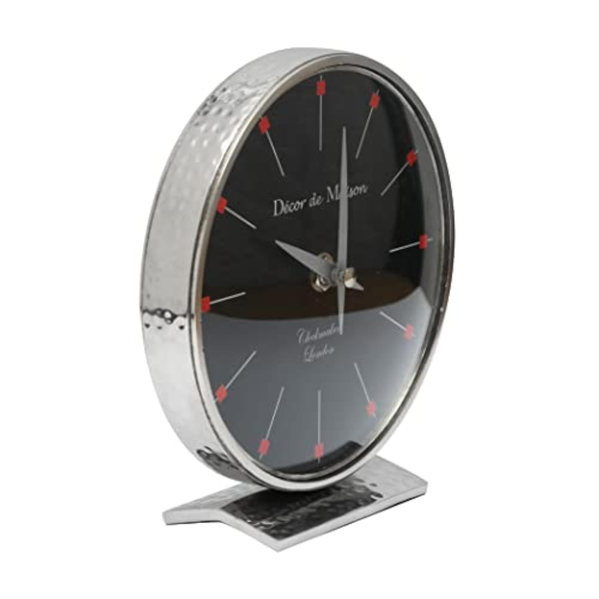 Handcrafted Marbellic Analog Table Clock Silver