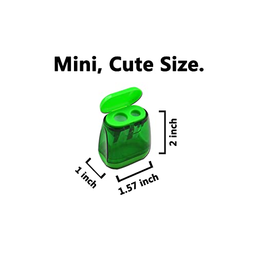 Austark 24Pcs Pencil Sharpener Manual, Assorted Color Small Dual Hole Pencil Sharpeners Bulk With Lid For School Office Home (Geometry-24) #TOP1