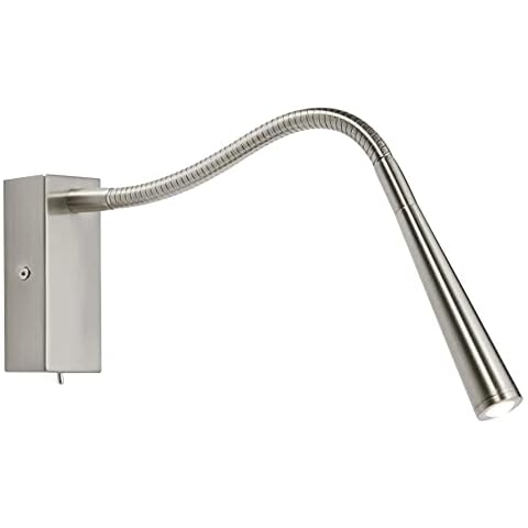 Saxby Madison 1W Modern Decorative Brushed Chrome Flexible Switched Bedside Reading LED Wall Light Cover