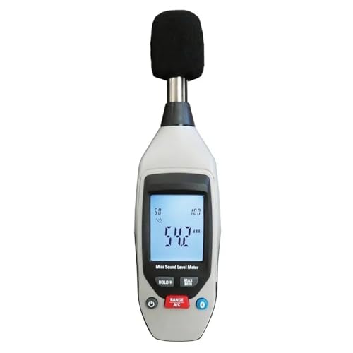 サイエンティフィックデシベルメーター(Bluetooth対応)、騒音計(35〜130 dB)、SPLメーター(A/C加重)、デュアルレンジ、最大/最小 省電力
