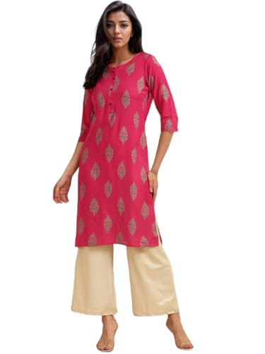Image of rangita Women Rayon Straight Fit Knee Length Printed Straight Kurti | Kurta