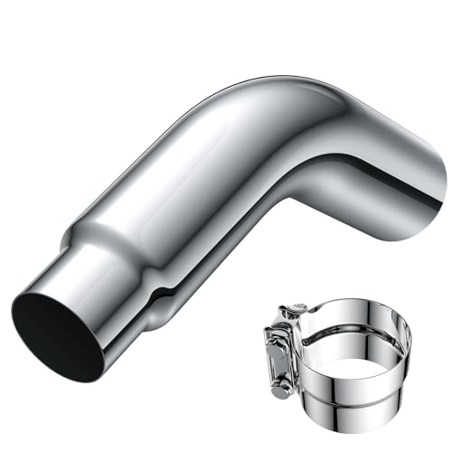4 to 5 Inch Exhaust Elbow with Clamp 4 Inlet 5 Outlet Chrome Exhaust Tip for Pickup Trucks and Cars