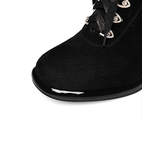 TinaCus Women's Round Toe Suede Leather Handmade Side Zipper Sleftie Pump Shoes with High Chunky Heel2