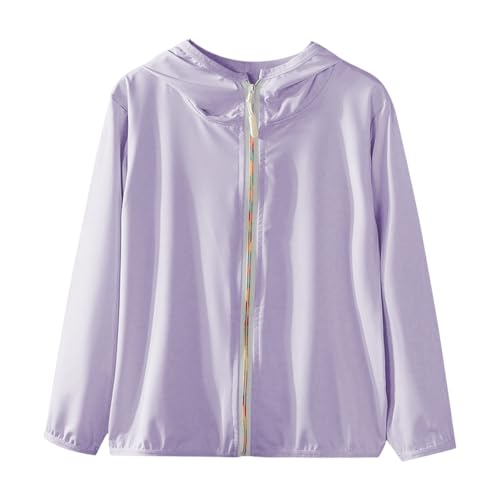 Girls UPF50+ Athletic Jacket with Hood Sun Protection Long Sleeve Hiking Shirts Lightweight Cooling Outwear