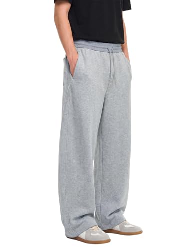 Image of Mens Baggy Sweatpants Wide Leg Casual Elastic Waist Drawstring Athletic Loose Jogger Fall Sweat Pants with Pockets