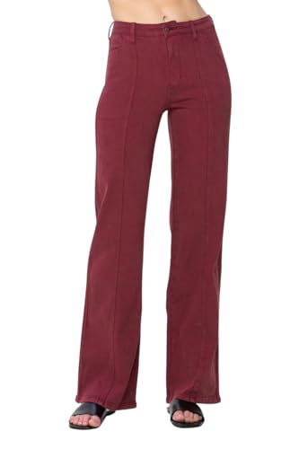 Judy Blue High Rise Front Seam Straight Jeans in Burgundy
