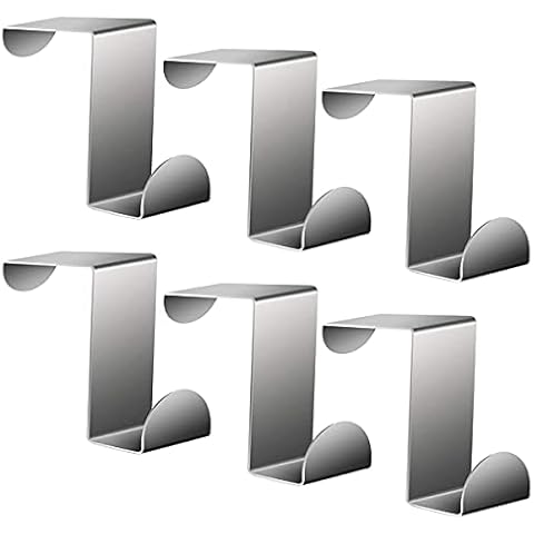 TYPHEERX 6Pcs Over Door Hooks Heavy Duty Z Shaped Hanging Wardrobe Hooks for Kitchen Bedrooms, Silver Cover