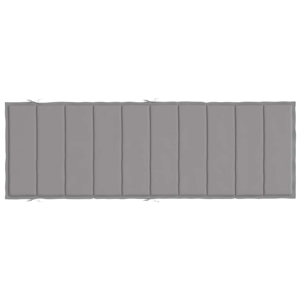 Cuscino per Lettino Prendisole Grigio 186x58x4 cm | Imbottitura soffice con laccetti antiscivolo e fascia elastica, ideale per giardino, terrazzo e soggiorno.