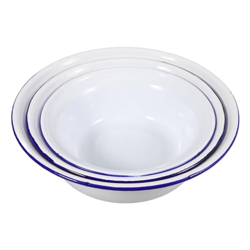 Gatuida Set 3 Pezzi Ciotole Smaltate Vintage 14-16-18 Cm in Smalto Multiuso Resistenti Per Cucina e Conservazione Alimenti Uso Domestico e Impasto